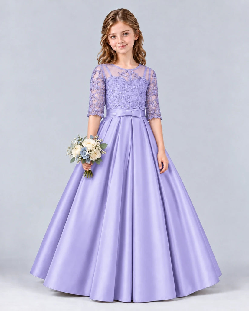 Lavender Ball Gown Junior Bridesmaid Dress Front
