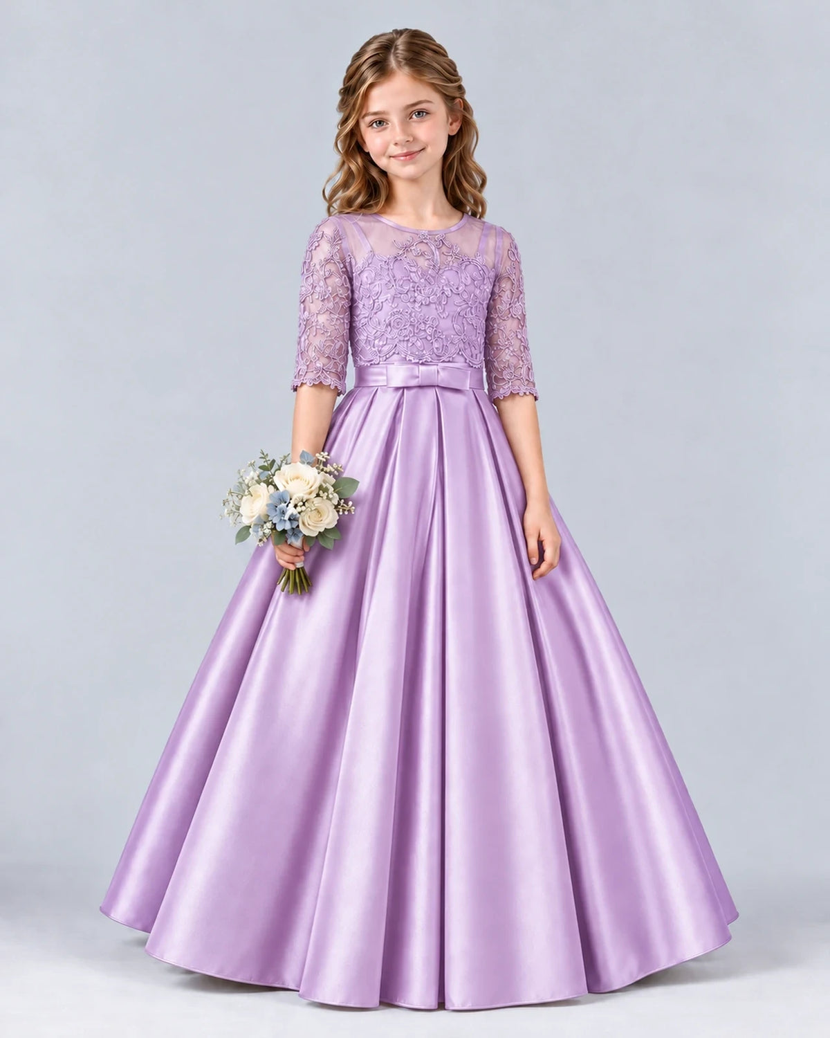 Lilac Ball Gown Junior Bridesmaid Dress Front