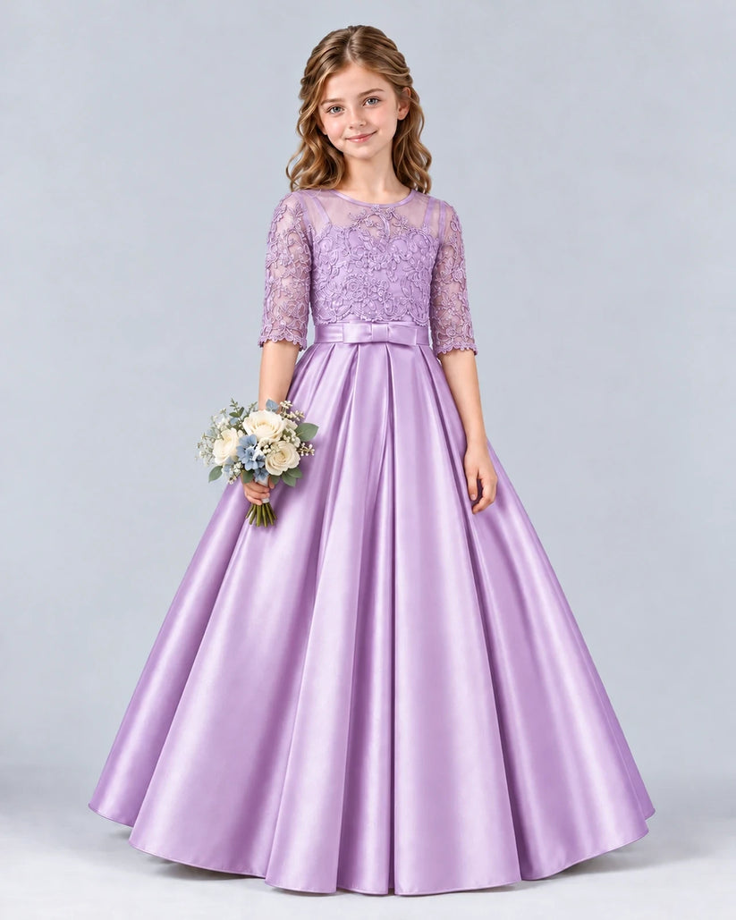 Lilac Ball Gown Junior Bridesmaid Dress Front