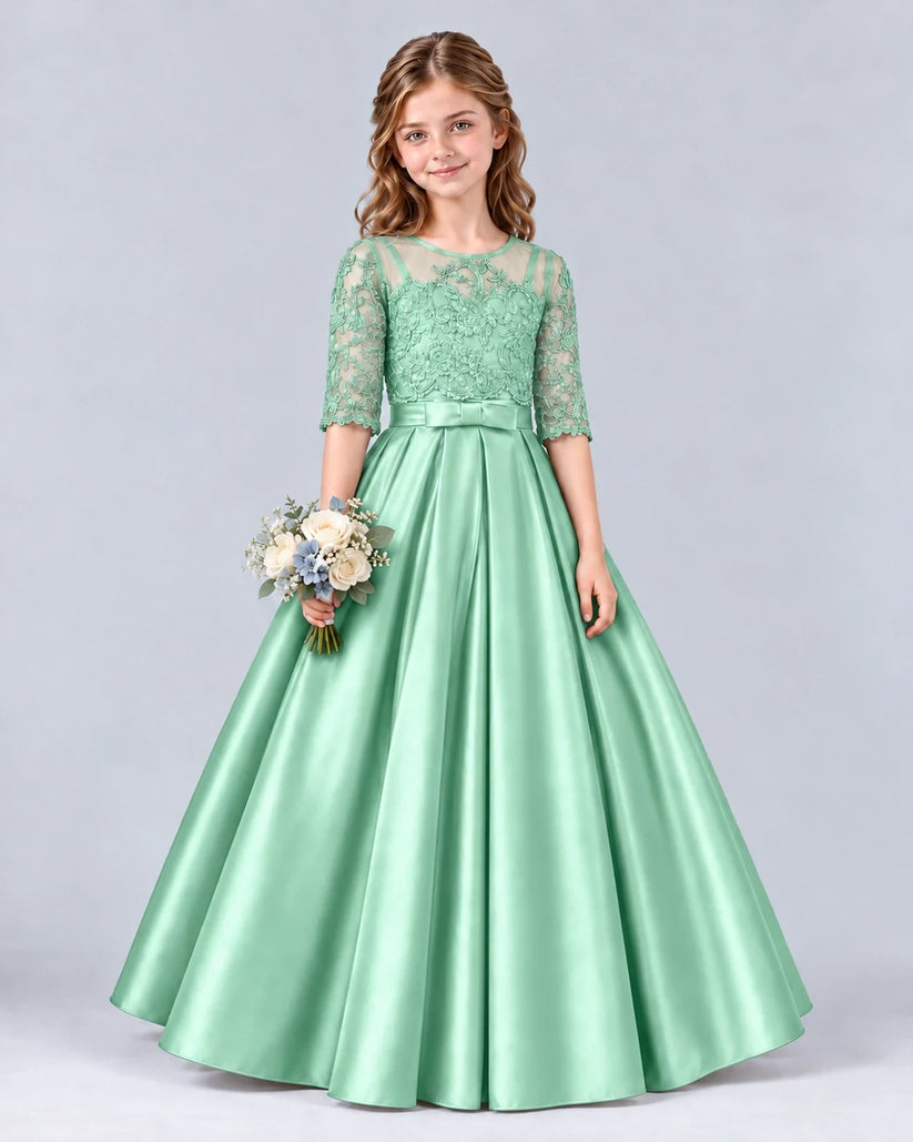 Mint Green Ball Gown Junior Bridesmaid Dress Front