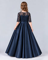 Navy Blue Ball Gown Junior Bridesmaid Dress Back [Shared]