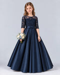 Dideyttawl Lace Applique Ball Gown for Junior Bridesmaids with Lace Bolero