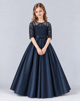 Navy Blue Ball Gown Junior Bridesmaid Dress Pose [Shared]