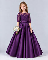Purple Ball Gown Junior Bridesmaid Dress Front