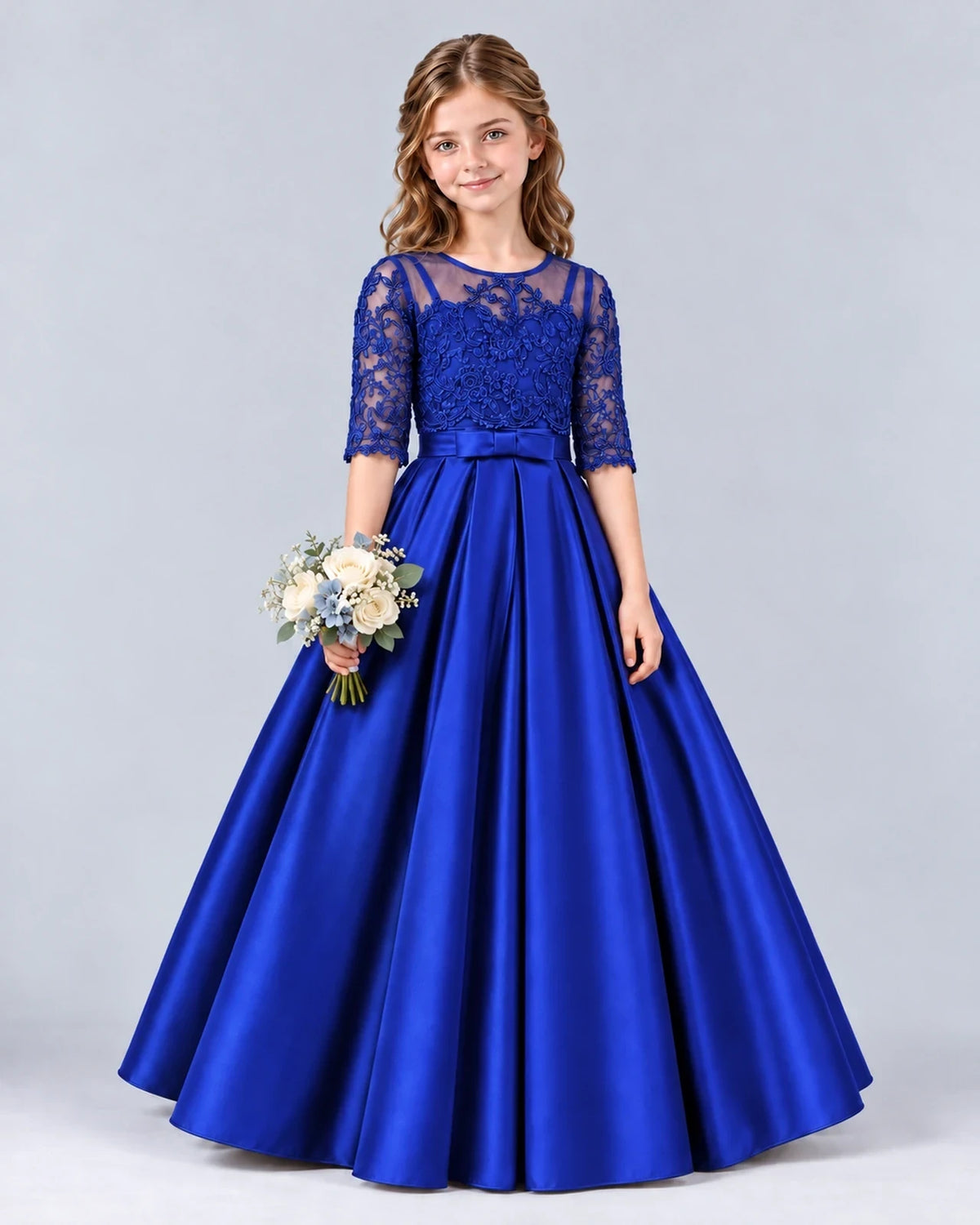 Royal Blue Ball Gown Junior Bridesmaid Dress Front