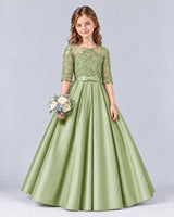 Sage Green Ball Gown Junior Bridesmaid Dress Front