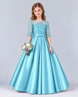 Sky Blue Ball Gown Junior Bridesmaid Dress Front