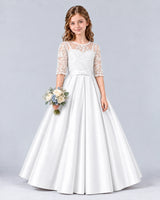 White Ball Gown Junior Bridesmaid Dress Front