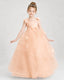 Dideyttawl Pageant Dress Pearl Strap Bow Back Tiered Tulle Gown