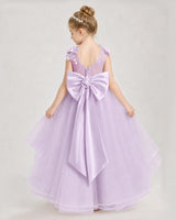 Lilac Satin Tulle A-line Pageant Dress Back View