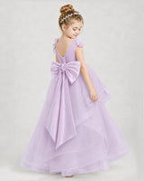 Lilac Satin Tulle A-line Pageant Dress Side View