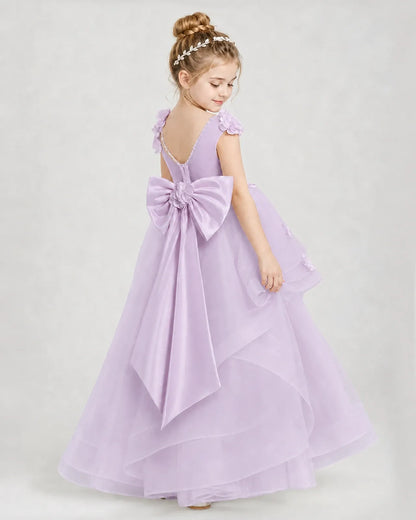 Lilac Satin Tulle A-line Pageant Dress Side View