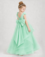 Mint Green Satin Tulle A-line Pageant Dress Side View