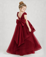 Wind Red Satin And Tulle Ball Gown Pageant Dress Side View