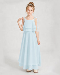 Baby Blue Chiffon A-line Junior Bridesmaid Dress Front View