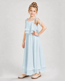 Baby Blue Chiffon A-line Junior Bridesmaid Dress Side View