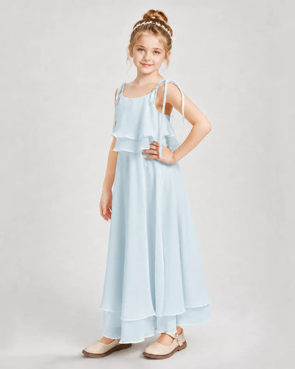 Baby Blue Chiffon A-line Junior Bridesmaid Dress Side View