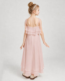 Dideyttawl Tie-Shoulder Layered Chiffon Junior Bridesmaid Dress