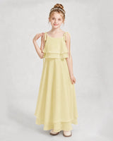 Daffodil Chiffon A-line Junior Bridesmaid Dress Front View