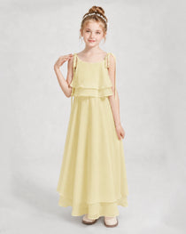 Daffodil Chiffon A-line Junior Bridesmaid Dress Front View