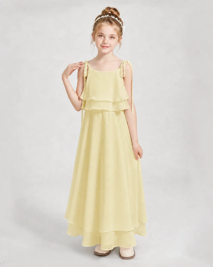 Daffodil Chiffon A-line Junior Bridesmaid Dress Front View