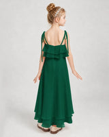 Dark Green Chiffon A-line Junior Bridesmaid Dress Back View