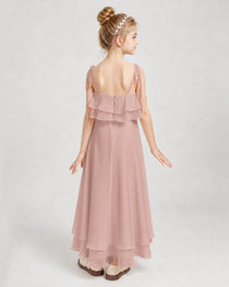 Dusty Rose Chiffon A-line Junior Bridesmaid Dress Back View