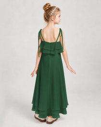 Emerald Green Chiffon A-line Junior Bridesmaid Dress Back View