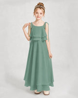 Eucalyptus Chiffon A-line Junior Bridesmaid Dress Front View
