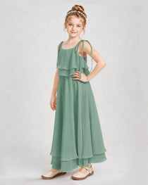 Eucalyptus Chiffon A-line Junior Bridesmaid Dress Side View