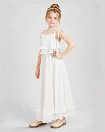 Ivory Chiffon A-line Junior Bridesmaid Dress Side View