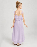 Lavender Chiffon A-line Junior Bridesmaid Dress Back View