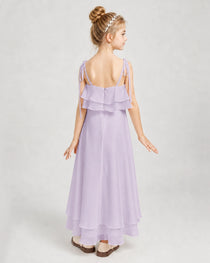 Lavender Chiffon A-line Junior Bridesmaid Dress Back View