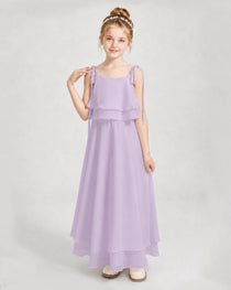 Lavender Chiffon A-line Junior Bridesmaid Dress Front View