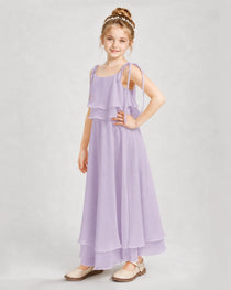 Lavender Chiffon A-line Junior Bridesmaid Dress Side View