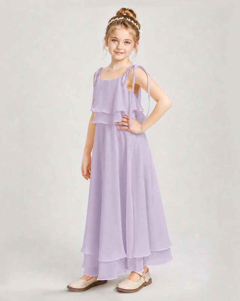 Lavender Chiffon A-line Junior Bridesmaid Dress Side View