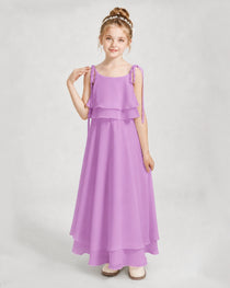 Lilac Chiffon A-line Junior Bridesmaid Dress Front View