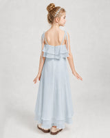Mist Chiffon A-line Junior Bridesmaid Dress Back View