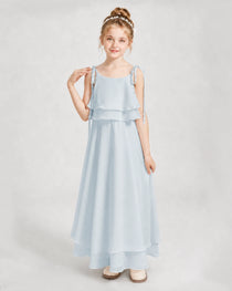 Mist Chiffon A-line Junior Bridesmaid Dress Front View