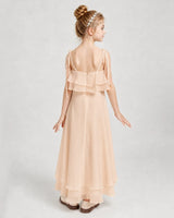 Peach Chiffon A-line Junior Bridesmaid Dress Back View