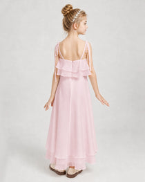 Dideyttawl Tie-Shoulder Layered Chiffon Junior Bridesmaid Dress