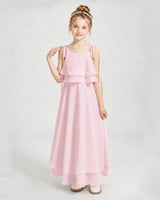 Pink Chiffon A-line Junior Bridesmaid Dress Front View