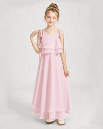 Pink Chiffon A-line Junior Bridesmaid Dress Front View