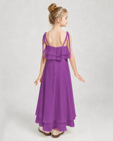Purple Chiffon A-line Junior Bridesmaid Dress Back View