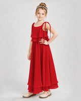 Red Chiffon A-line Junior Bridesmaid Dress Side View
