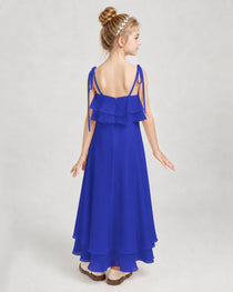 Royal Blue Chiffon A-line Junior Bridesmaid Dress Back View