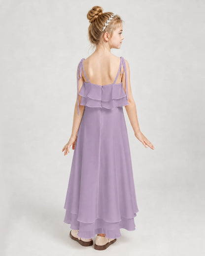 Wisteria Chiffon A-line Junior Bridesmaid Dress Back View