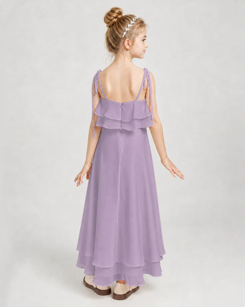 Wisteria Chiffon A-line Junior Bridesmaid Dress Back View