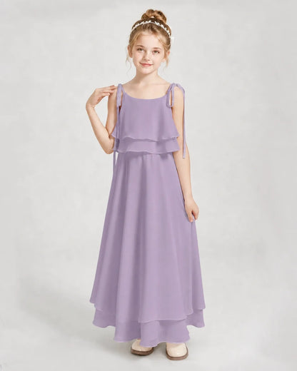 Wisteria Chiffon A-line Junior Bridesmaid Dress Front View