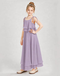 Wisteria Chiffon A-line Junior Bridesmaid Dress Side View